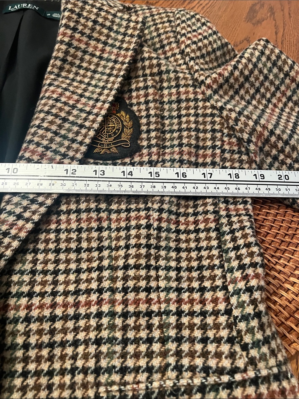 Lauren Ralph Lauren Tweed Blazer with LRL Crest EEEUC - Picture 8 of 14